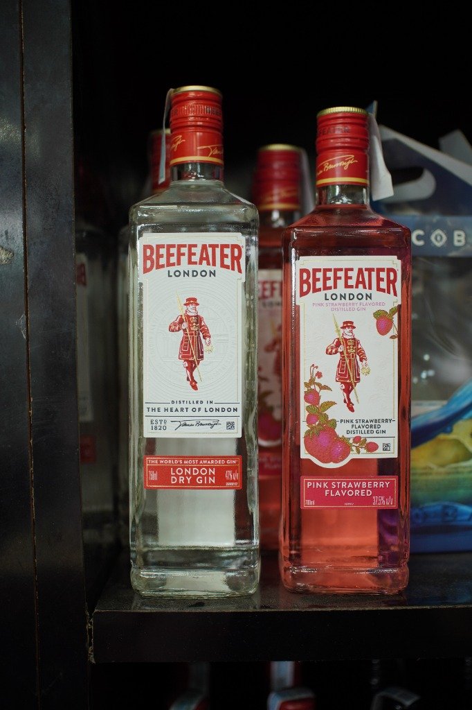 Beefeater London Dry Gin and Pink Strawberry Flavored Gin